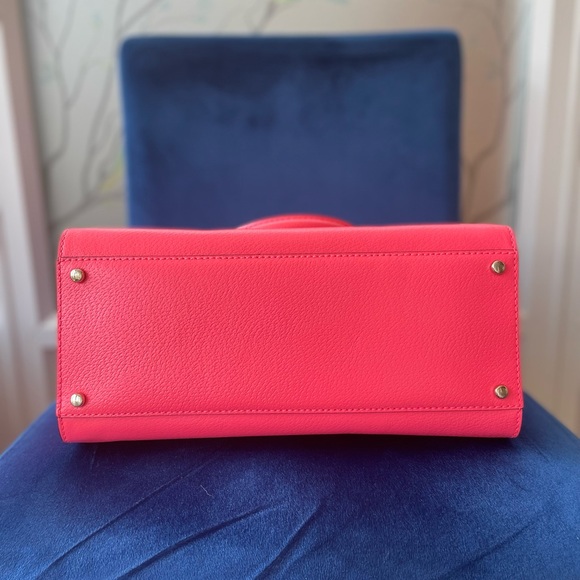 Kate Spade Wellesley Flamingo Pink Leather Tote Bag *shoulder strap missing* - Picture 4 of 14